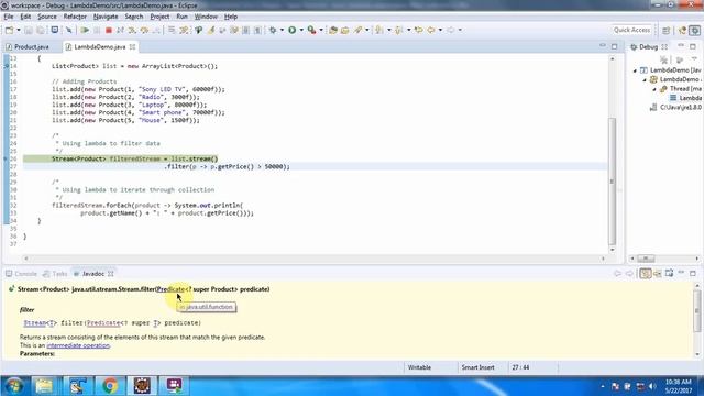 How to filter the list of products using lambda expression and Streams? | Lambda expression in Java