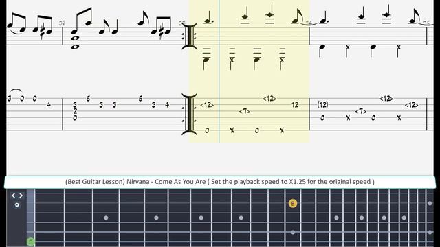 ( Best Guitar Lesson ) Nirvana - Come As You Are ( slow speed for lesson ) смотреть онлайн