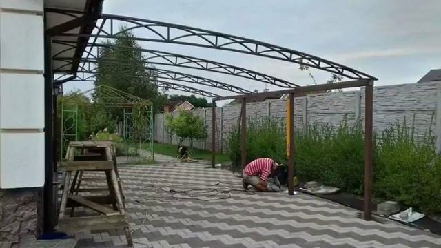 Дизайнерский навес с накрытием из поликарбоната смотреть онлайн