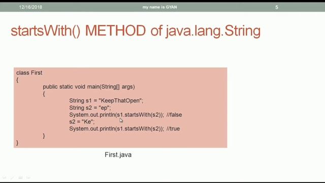 String API in Java | #19 | startsWith() and endsWith() Methods of the String Class in java