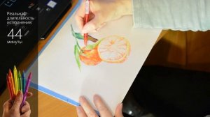 Рисуем мандарин цветными шариковыми ручками / Draw a tangerine with colored ballpoint pens.