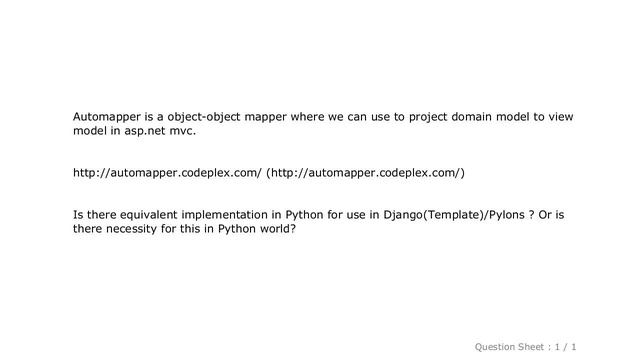 Django : Is there a python implementation to .net automapper? смотреть онлайн