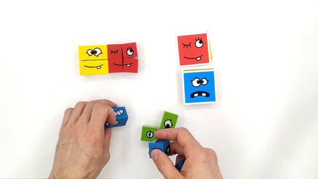 Интерактивная развивающая игрушка из дерева с заданиями "Эмоциональные кубики"
