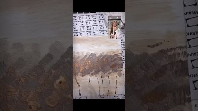 Интерьерная картина текстурной пастой и поталью