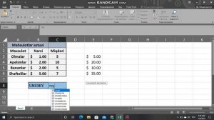Mavzu: 26 - Excel - "Суммпроизв" "Sumproduct" funktsiyasidan foydalanish.