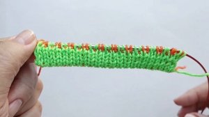 Учимся вязать двусторонний жаккард. Вертикальные полоски контрастных цветов.