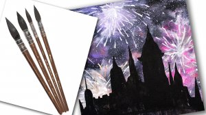 Рисунок Акриловыми Красками "Праздничный Салют"