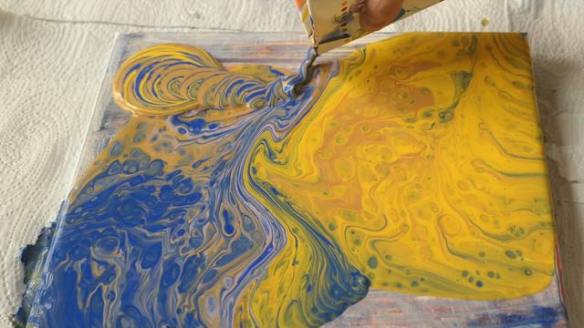 #9 COLORFUL Acrylic Pouring with blue, gold, yellow and lavender / Ring pour technique / Fluid Art смотреть онлайн