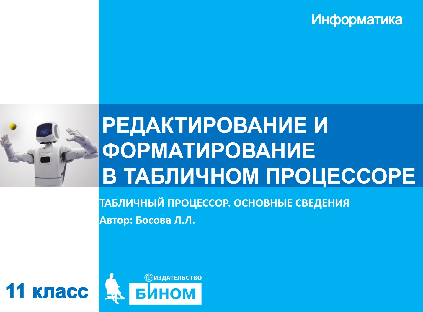 Редактирование и форматирование в табличном процессоре. 11 класс