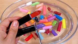 Mixing 80 ?Lipsticks Into Clear Slime! Satisfying Slime ASMR Video #21