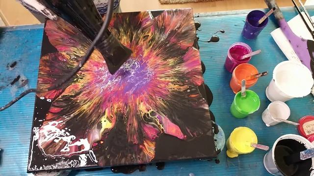 37 Акриловая заливка с помощью фена.Абстрактная картина Своими руками.  Креативно. Жидкий акрил. смотреть онлайн