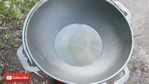 Обжиг казана. На газу нормально тоже. Придаем первый вкус.