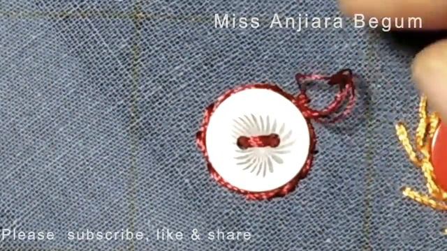 Hand Embroidery Button work,Beaded hand Embroidery with button,Hand Embroidery,बटन कढ़ाई,বুতামের কা