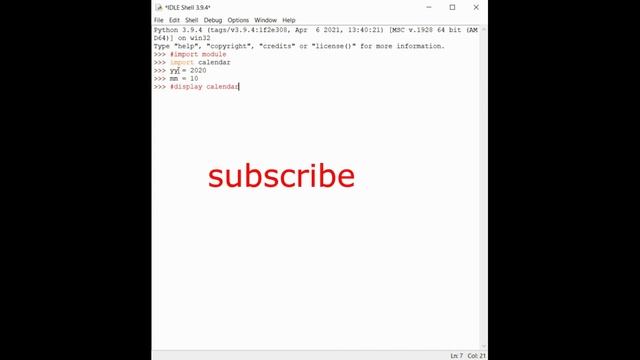 create a calendar in python | python calendar | lets code