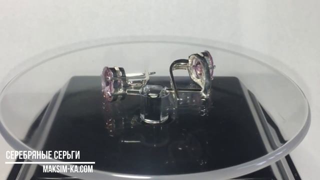 Серебряные серьги с пластинами из золота и камнем фианит смотреть онлайн