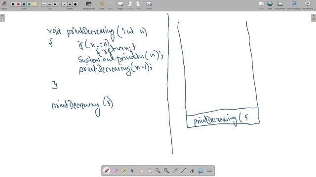 Recursive Function in java in hindi  | Print Decreasing counting using recursion