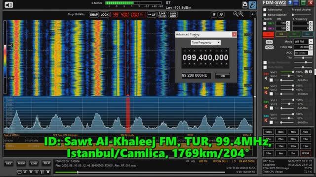 16.06.2020 08:12UTC, [Es], Sawt Al-Khaleej FM, Турция, 99.4МГц, 1769км