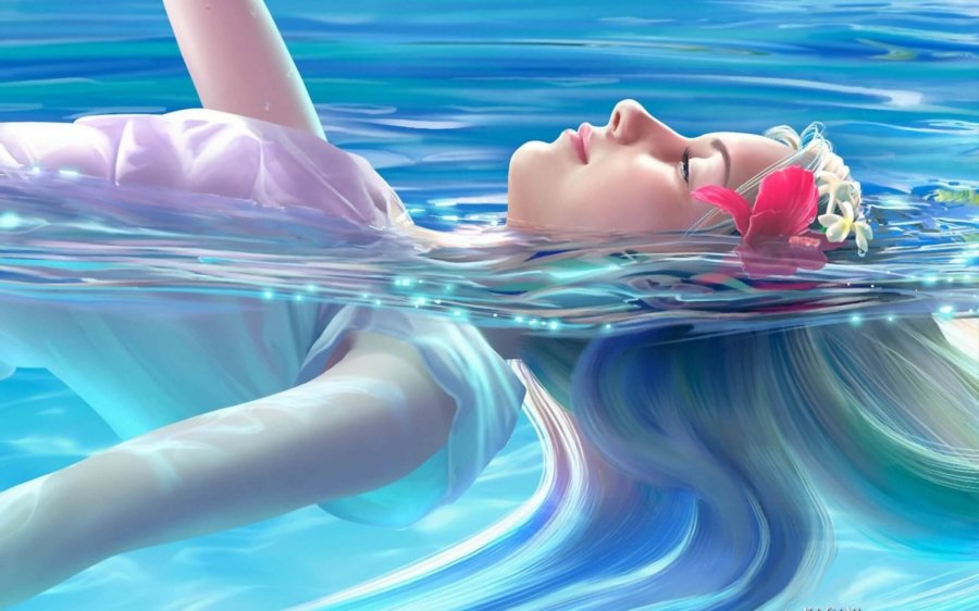 Песня накроет волной. Ютака Кагайя. Ютака Кагая японский художник. Девушка лежит в воде. Девушка под водой.