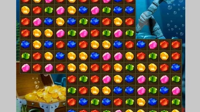 Затерянный Клад Атлантиды драгоценности три в ряд игра Atlantis Jewels