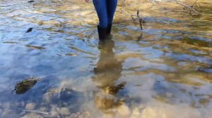 leather riding boots in deep river