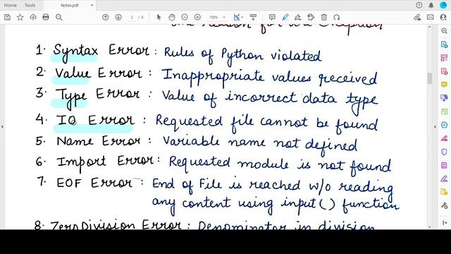 Built-In Exceptions in Python: Class 12 Computer Science with Python | Lecture 2
