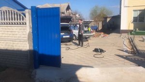 Откатные ворота с врезной калиткой