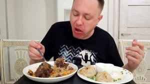 МУКБАНГ. ОБЖОР В ЧАЙХАНЕ. МАНТЫ, ПЛОВ, ГОВЯЖЬИ ХВОСТЫ, САЛАТ. АСМР. MUKBANG.