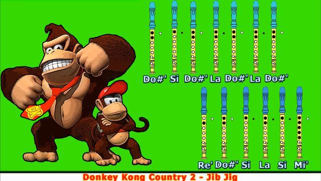 Donkey Kong Country 2 - Jib Jig en Flauta Dulce con Notas смотреть онлайн
