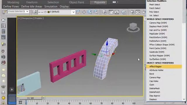 3dmax модификатор изгиба Bend сколько необходимо сегментов, как видеть дейсвтие модификатора находя смотреть онлайн
