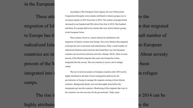 ARGUMENTATIVE ESSAY MUSLIM MIGRATION INTO EUROPE