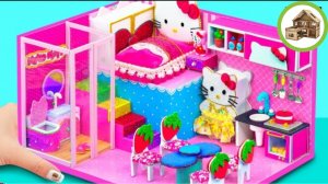 Домик hello kitty с ванной комнатой кухней и многим другими для домашних питомцов из картона /311