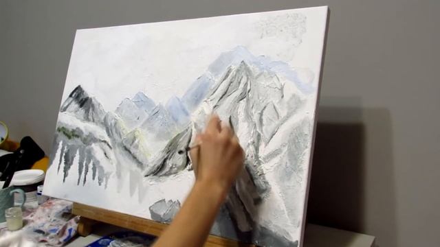 Интерьерная картина акрилом/ Горы с поталью