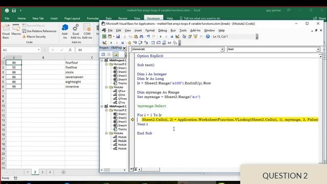 Learn Excel - Video 575 - VBA - Crack your interview - How to use Vlookup