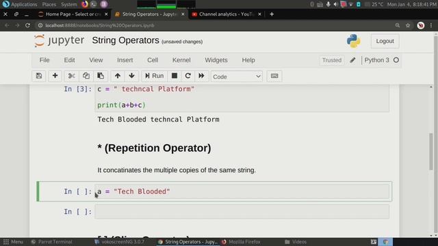 #22 String Operators In Python With Example | Concatenation,Repetition & Slicing Of String In Pytho