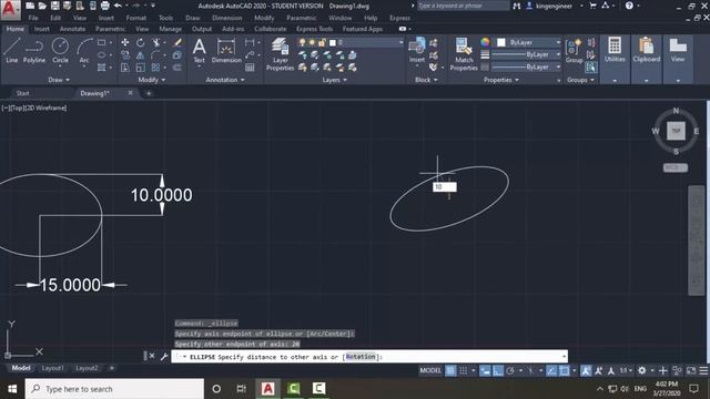 ELLIPSE COMMAND IN AutoCAD 2020 - HOW TO DRAW ELLIPSE IN AutoCAD 2020 смотреть онлайн