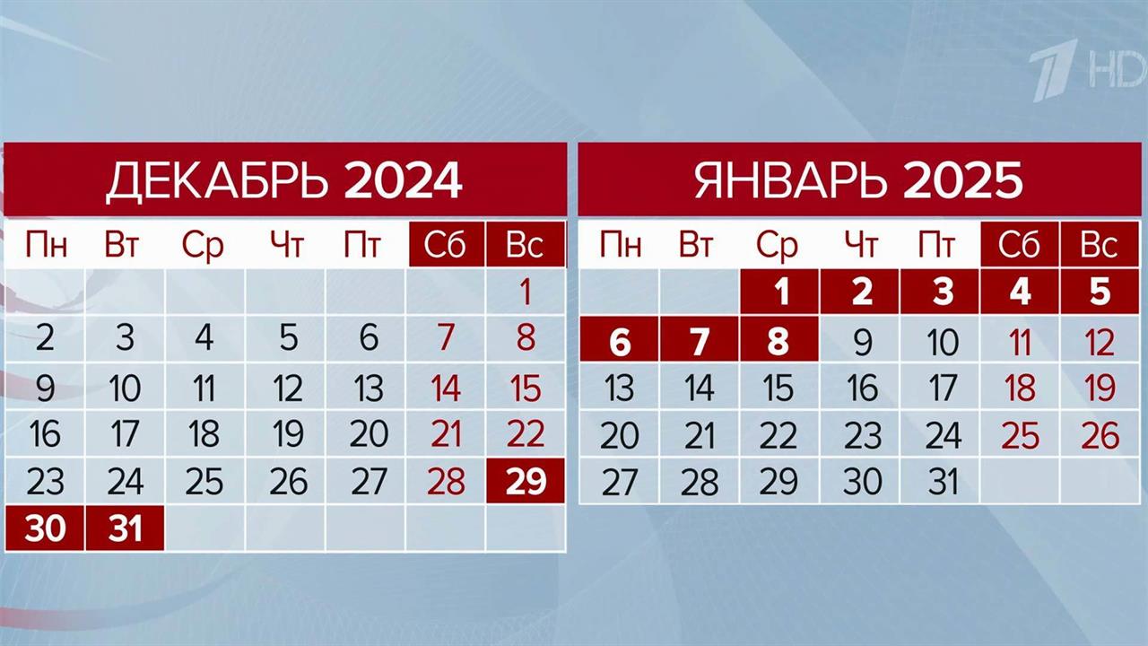 Зимние каникулы в 2025 году