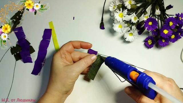 Кустовые хризантемы из бумаги. МК