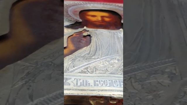 Икона Господь Вседержитель. Серебро 84 пр."С.А" /Н.К./Аналой.