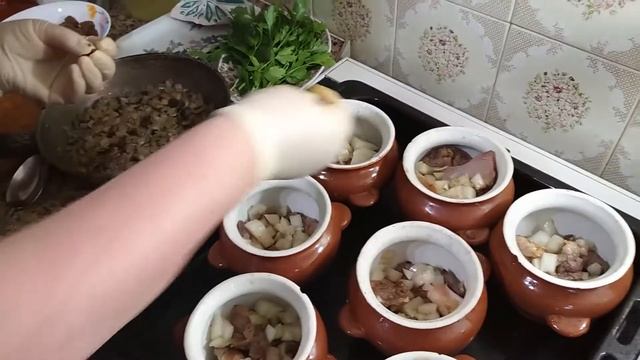 Говядина в горшочках по-русски