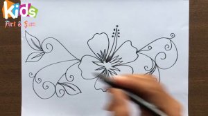 How To Draw a Hibiscus Flower Design using Pen