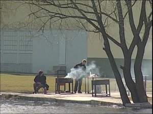 Весенняя рыбалка на фабричном пруду. Апрель 2007г