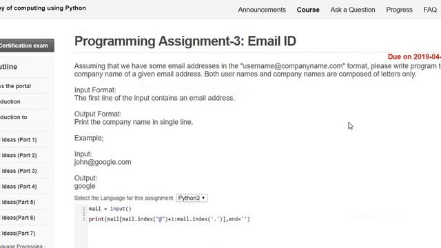 NPTEL | Joy of Computing using Python | Week-9 Programming Assignment-3 Email ID Solution смотреть онлайн