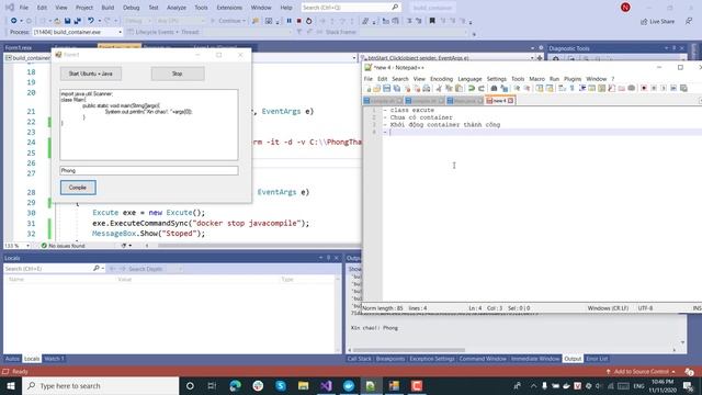 Chương trình C#, kết nối Container build và thực thi file Java смотреть онлайн