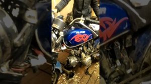 Запуск двс альфа после капитального ремонта ,без глушителя