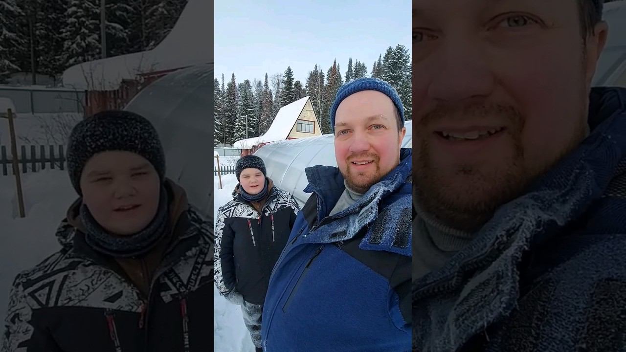 Почистили теплицу от снега на даче/Завалило снегом/Зимой на даче/Про жизнь Голдобиных!!!
