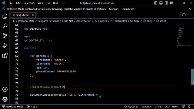 JAVASCRIPT OBJECTS