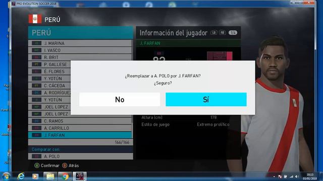 PES 2018 / COMO PASAR UN JUGADOR CREADO SU SELECCION (FACIL Y RAPIDO) смотреть онлайн