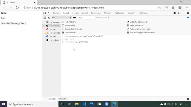 Browser storage using javascript