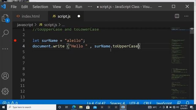 Lesson 21 in JavaScript Lessons: ToUpperCase in JavaScript