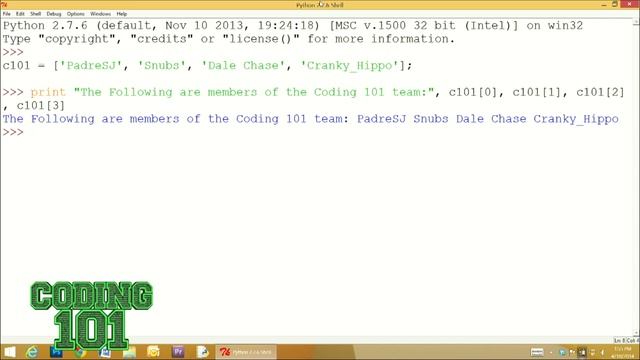 Coding 101 12: Lists[Python]